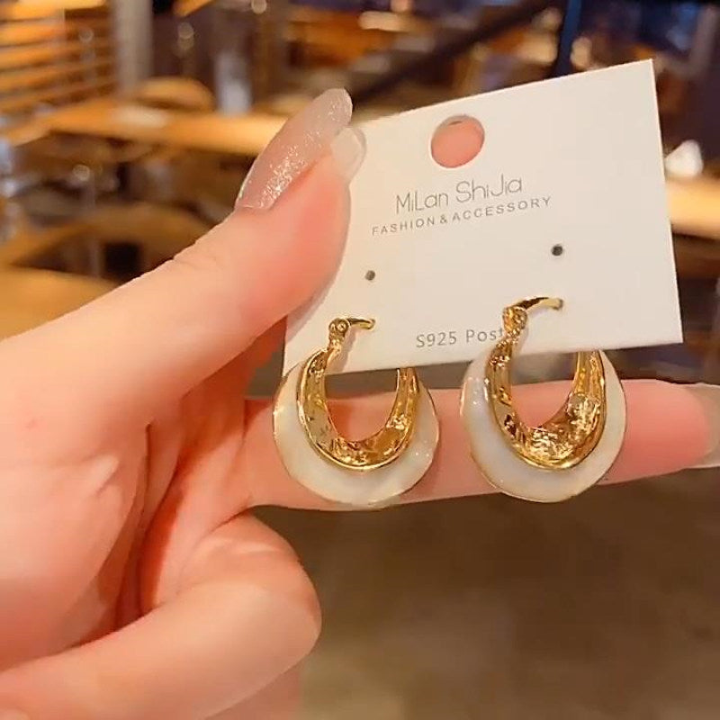 Irregular Gold Hoop Earrings | Glaze Gold Hoop Earrings in 14K Gold Plated