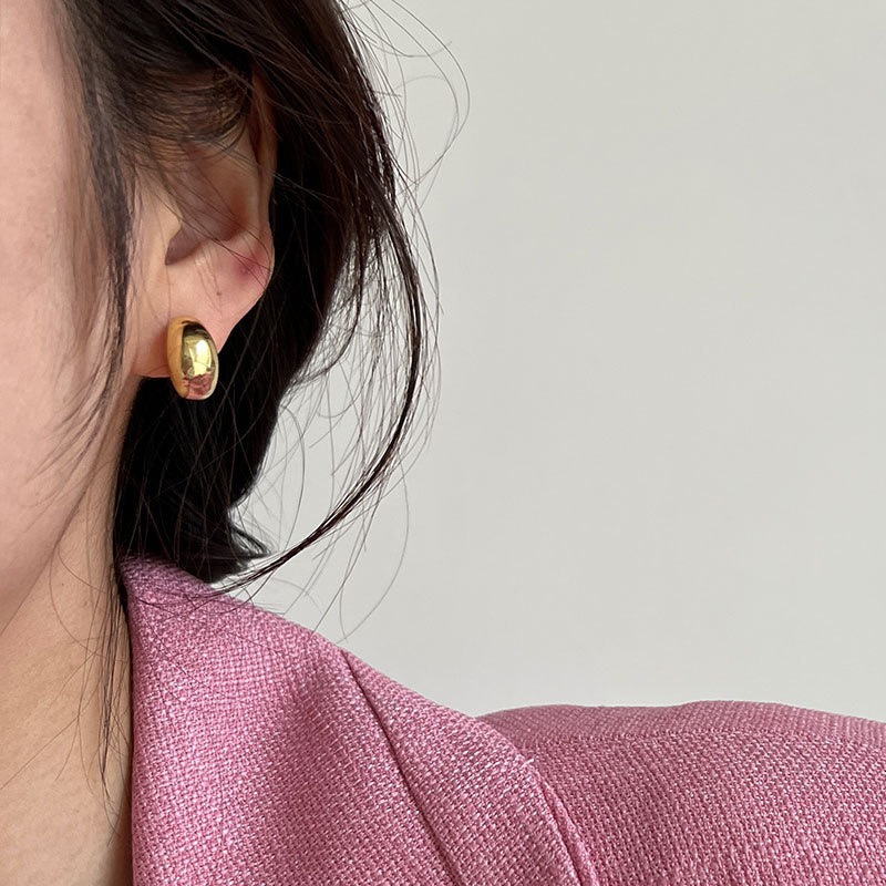 Pendientes de luna creciente de oro | Pendientes de aro de oro grueso | Pendientes de oro para mujer