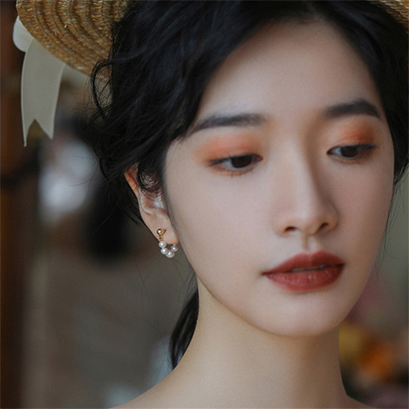 Pendientes de aro de perlas | Pendientes de perlas reales | Pendientes de perlas de agua dulce para oreja perforada y no perforada