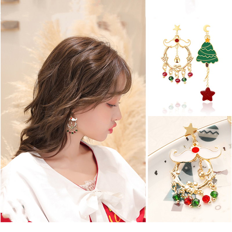 Pendientes de Navidad | Pendientes colgantes de Navidad | 4 tipos de aretes navideños para mujer para piercing y no piercing
