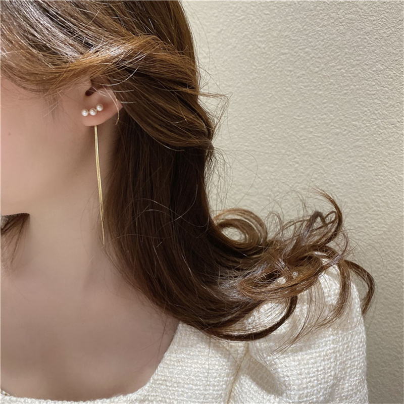 Gold Tassel Jacket Freshwater Pearl Earrings | Pearl Jacket Earrings | Real Pearl Earrings with Sterling Silver Pins