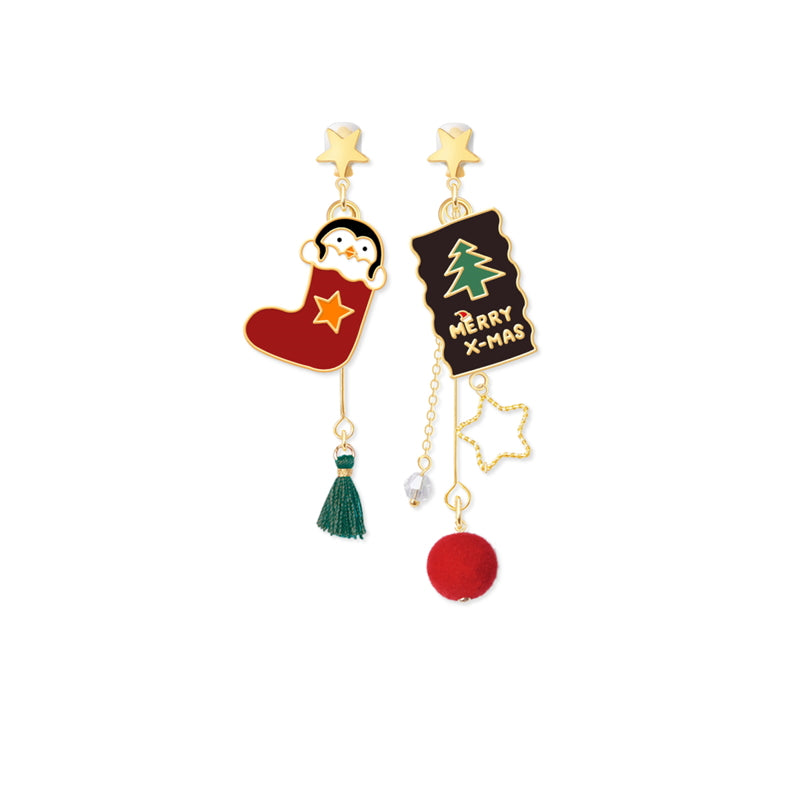 Pendientes de Navidad | Pendientes colgantes de Navidad | 4 tipos de aretes navideños para mujer para piercing y no piercing