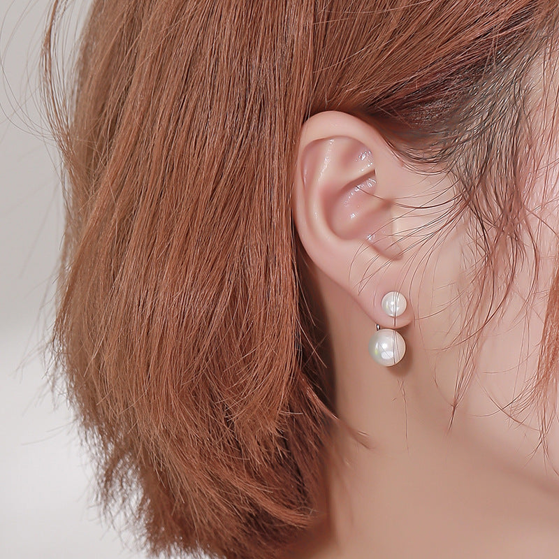 real pearl dangle earrings white