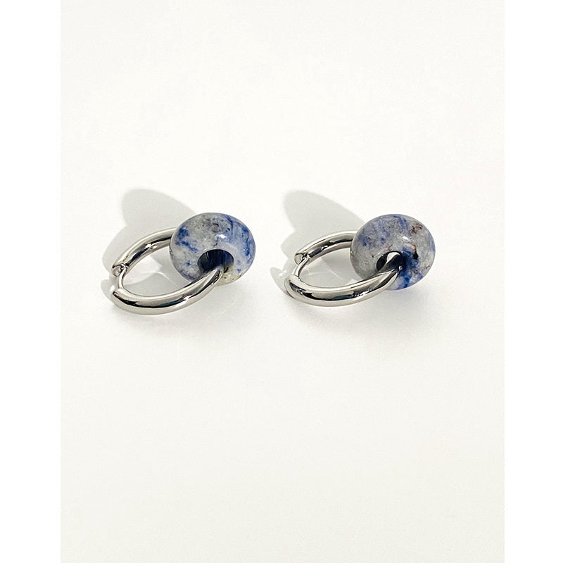 Pendientes de aro con forma de gota de jade de piedra natural | Pendientes Curt De Aros De Donut | 5 colores disponibles