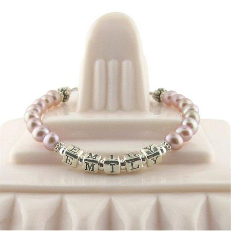 100% Handmade Name Customize Little Girl Bracelet Pearls Name Bracelet Birthday Gift Idea