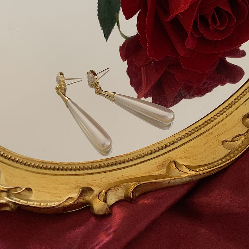 Long Teardrop Pearl Earrings | Pearl Drop Earrings | Pearl Dangle Earrings with Sterling Silver Pins