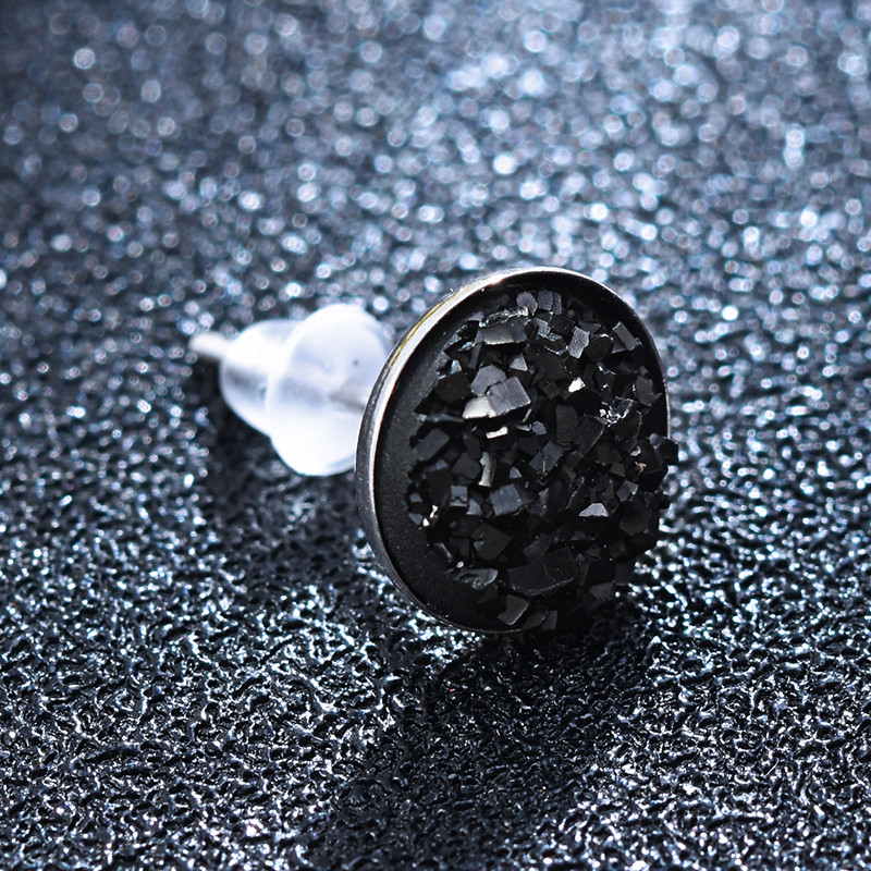 10mm Glitter Crystal Stud Earrings | Drusy Stud Earrings | Sterling Silver Stud Earrings for Men and Women (8mm)