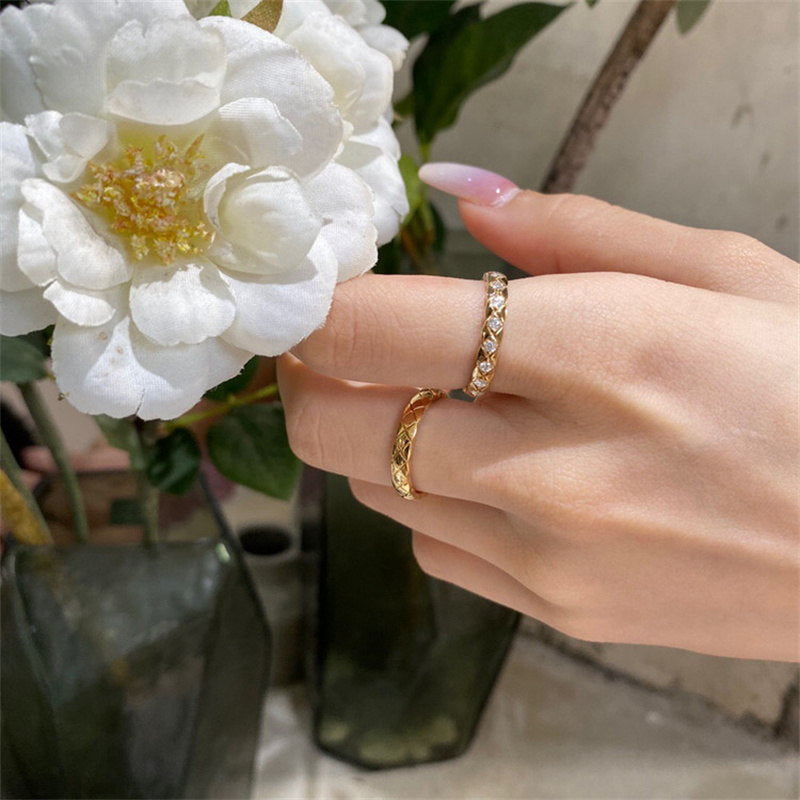 Wide Band Rings | Sterling Silver Ring with X Pattern | Wide Band Diamond Gold Ring for Women and Men