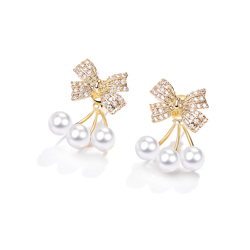 Elegant Butterfly Shell Pearl Stud Earrings for Women in 14K Gold Over Sterling Silver(5mm)