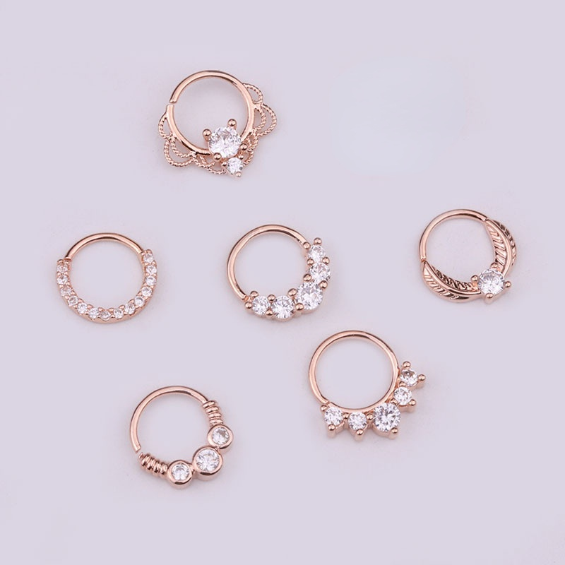 20G Titanium 20G CNC Pave Clicker Ring - Nose, Cartilage, Earlobe