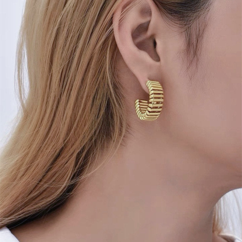 Pendientes de aro abiertos | Pendientes de aro C | Pendientes de aro gruesos con alfileres de plata de ley