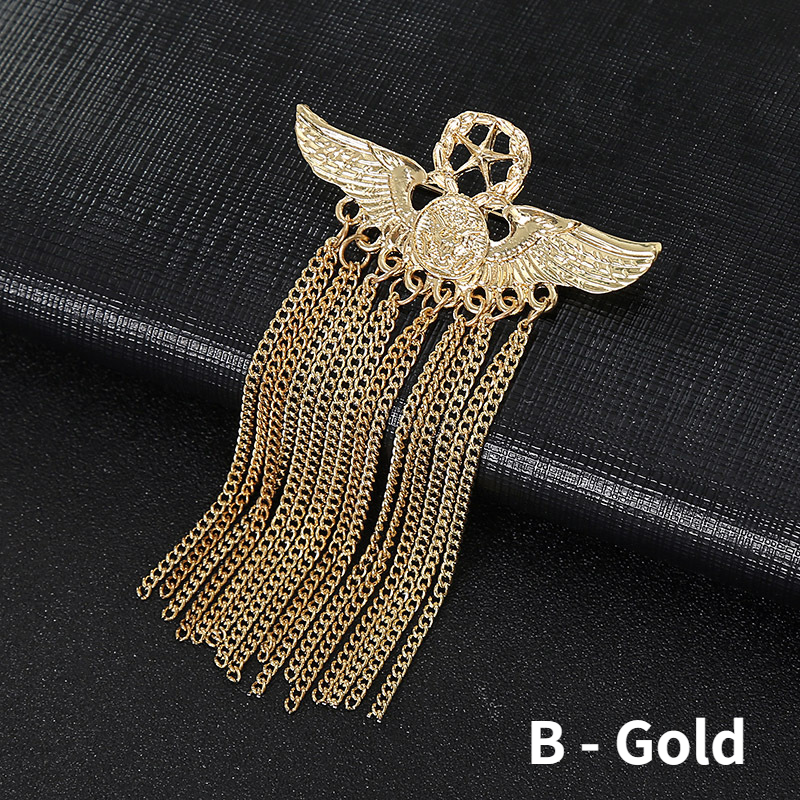 Chain Tassel Victory Brooch for Men Gold and Silver Designer Brooch Pin Collar Brooch for Men