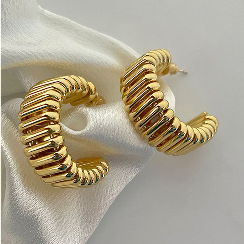 Pendientes de aro abiertos | Pendientes de aro C | Pendientes de aro gruesos con alfileres de plata de ley