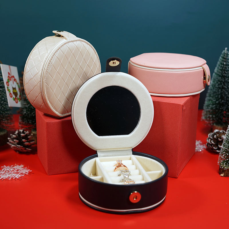 Women's Mini stud earrings rings Jewelry Box | Travel Portable Jewelry PU Box