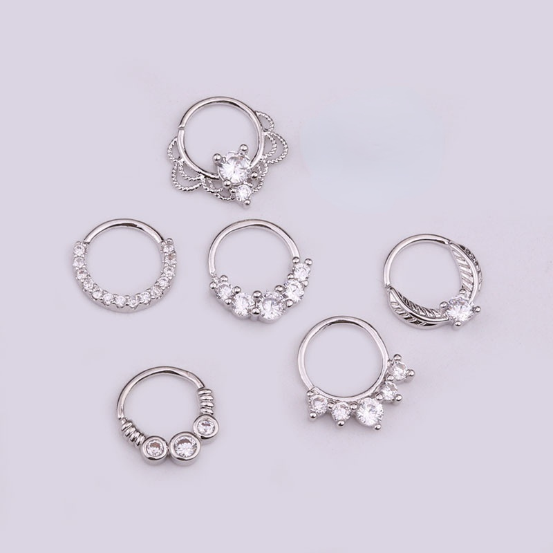 20G Titanium 20G CNC Pave Clicker Ring - Nose, Cartilage, Earlobe