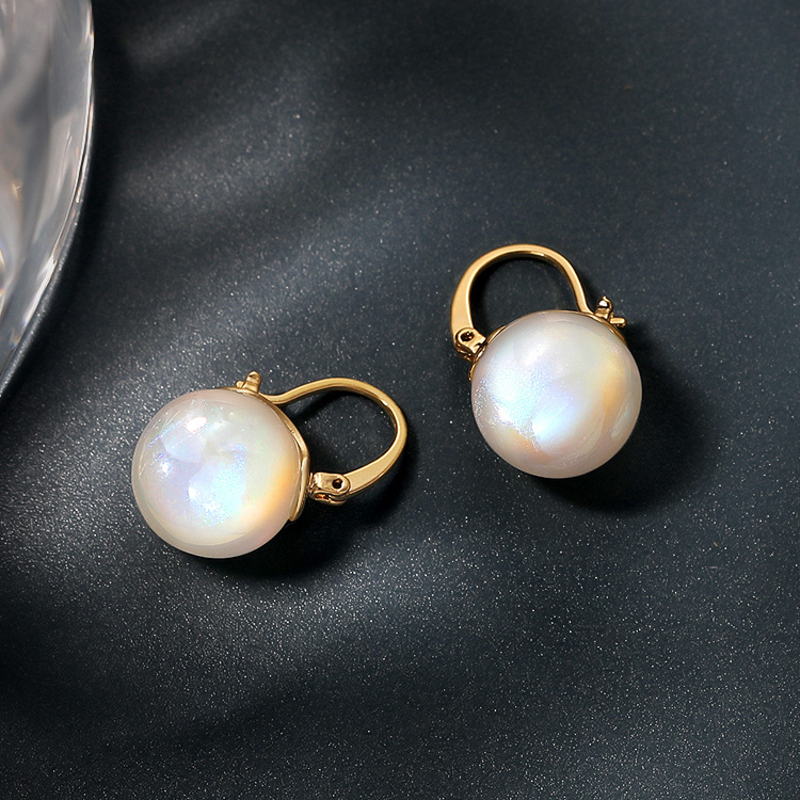 Big Opal Drop Earrings | Moonstone Earrings with 14K Gold Plated Clasp