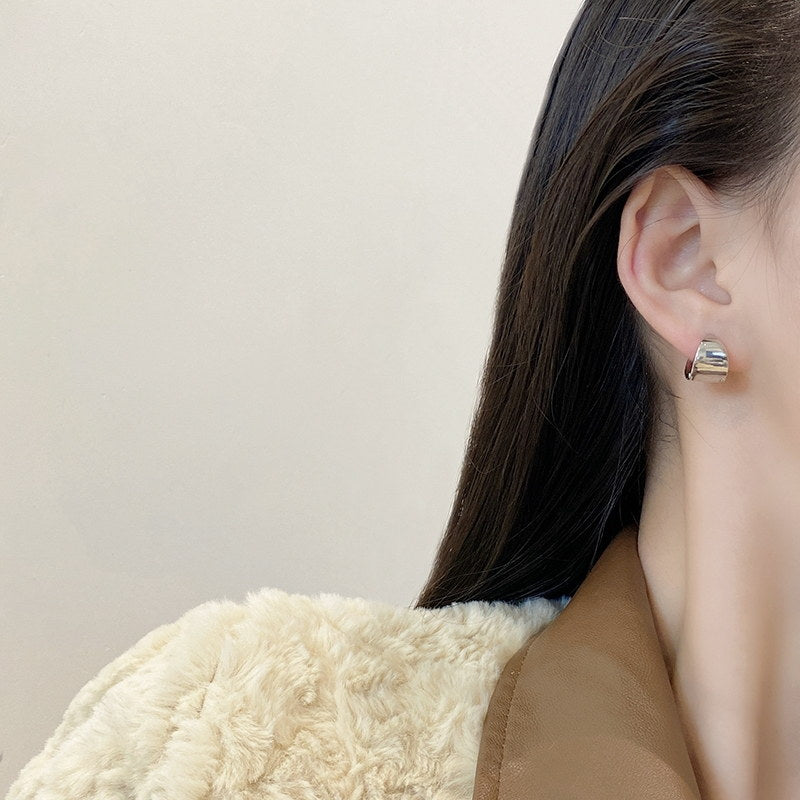 Pendientes de aro gruesos | Pendientes Huggie de oro y plata para mujer