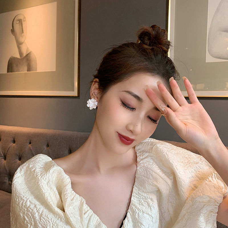 Elegant Big Flower Stud Earrings | Romantic Flower Earrings with Sterling Silver Pins