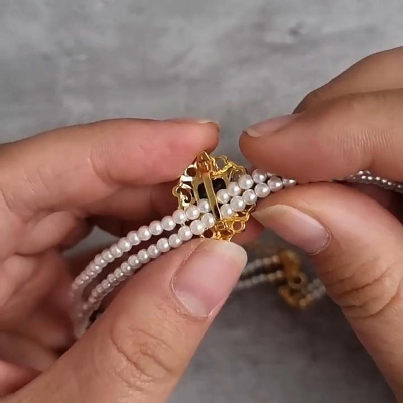 Multi Strand Pearl Necklace | Pearl Choker Necklace | Pearl Choker with Detachable Pendant