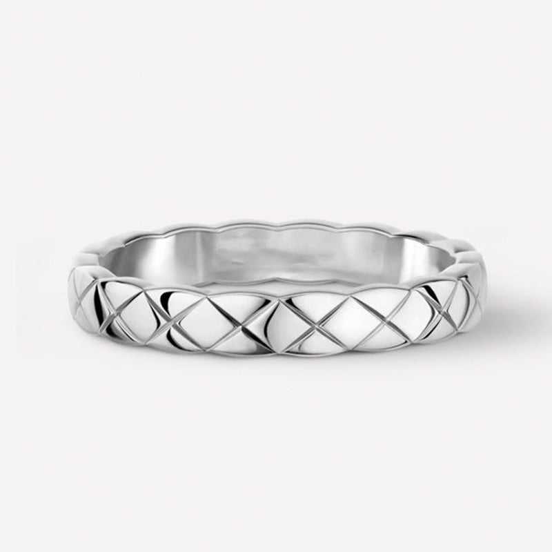Wide Band Rings | Sterling Silver Ring with X Pattern | Wide Band Diamond Gold Ring for Women and Men