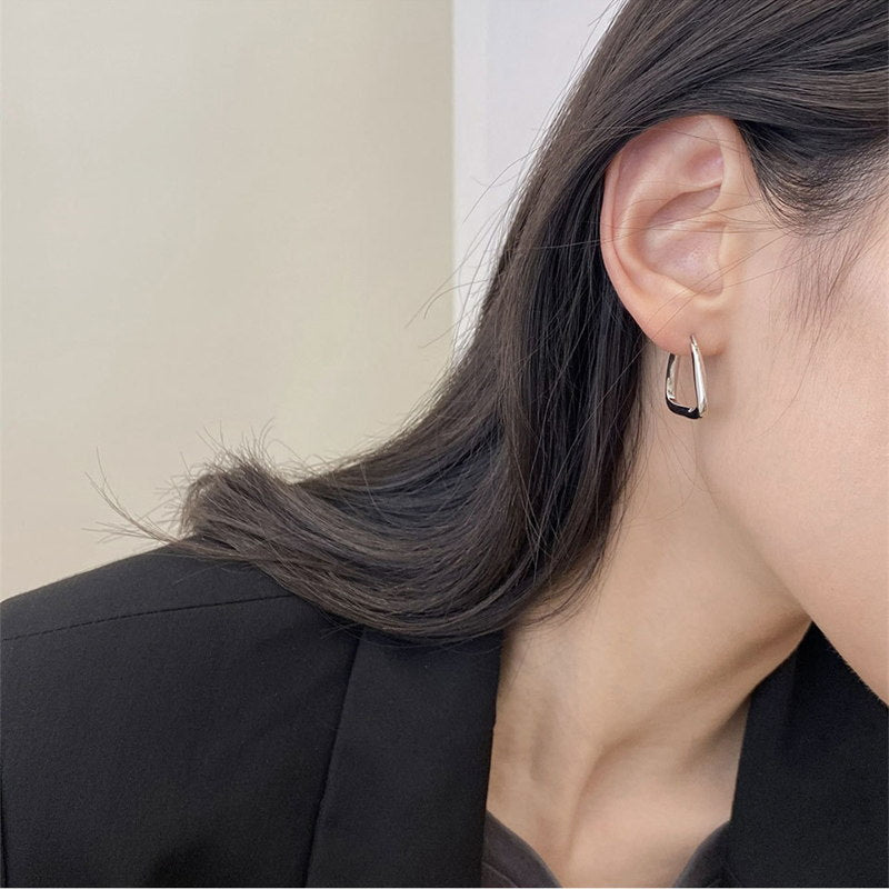 Pendientes de aro cuadrados retorcidos | Pendientes de aro gruesos en oro y plata