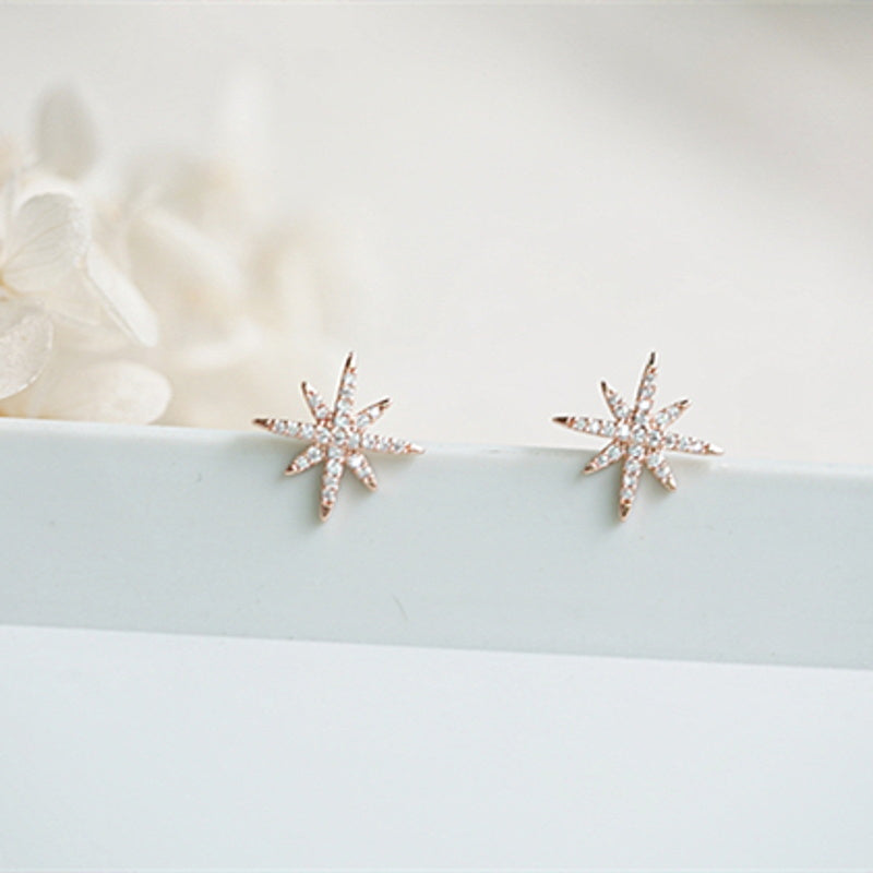 Pendientes de estrella | Pendientes de diamantes para mujer con alfileres de plata de ley