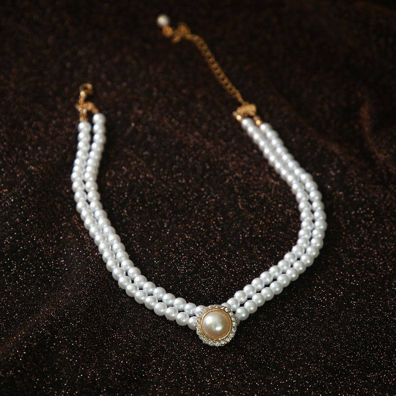 Vintage Pearl Wedding Jewelry Sets | Multi Strand Pearl Necklace | Large Pearl Stud Earrings for Women