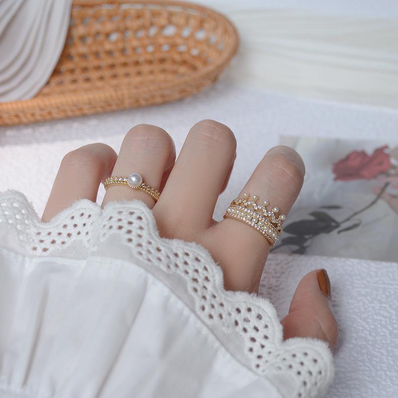 Pearl Diamond Ring | Adjustable Rings for Women | Pearl Ring Gold Plated