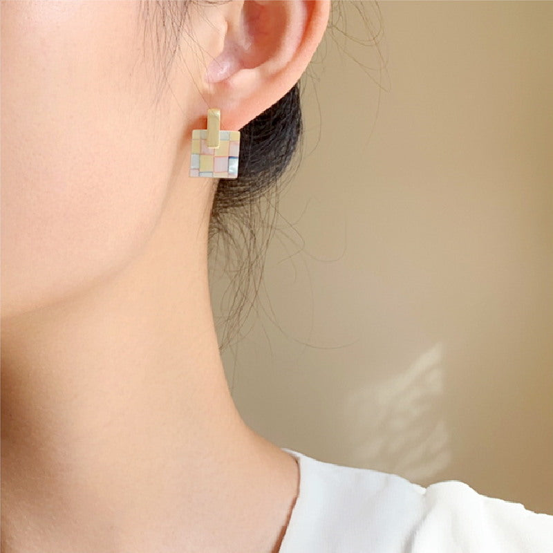 Boucles d'oreilles à tige en or Boucles d'oreilles en nacre en argent sterling