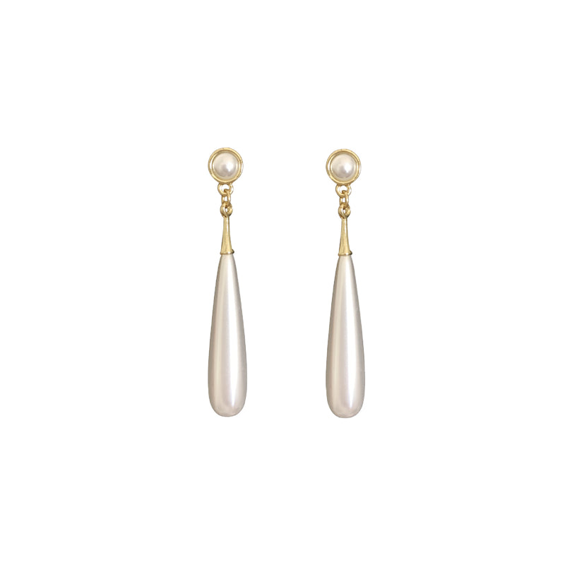 Long Teardrop Pearl Earrings | Pearl Drop Earrings | Pearl Dangle Earrings with Sterling Silver Pins