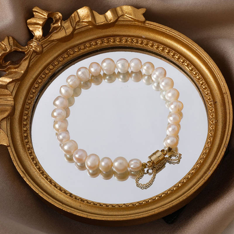 Magnetic Freshwater Pearl Bracelet | AAA Real White Pearl Bracelet (7-8.5 Inches)