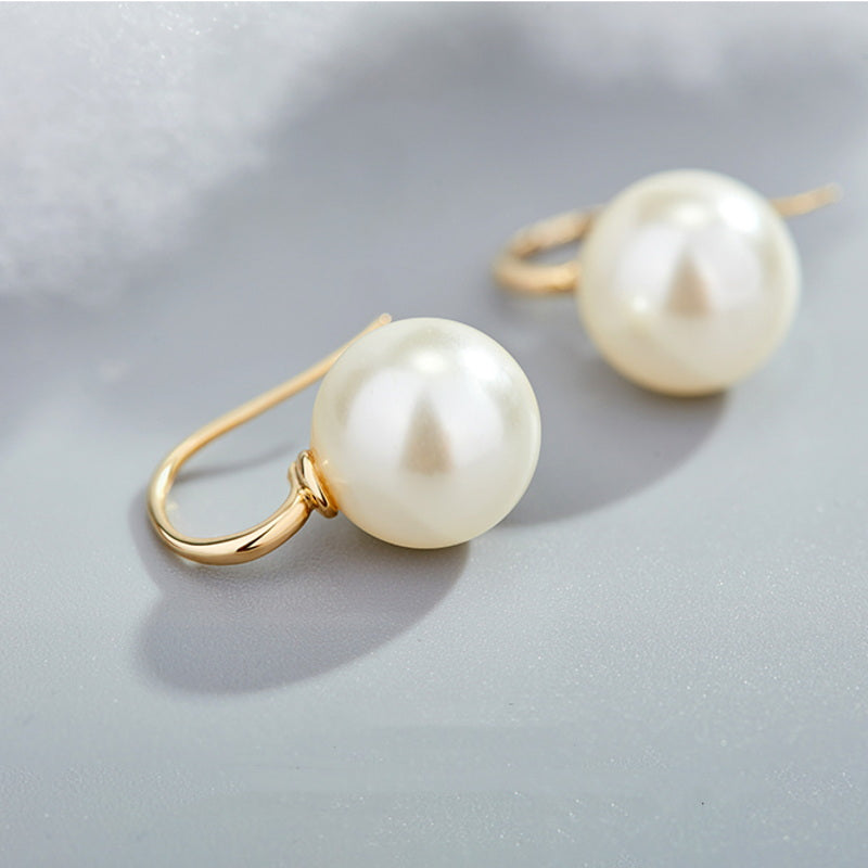 Pendientes de perlas grandes de 12 mm | Pendientes colgantes clásicos de perlas blancas para mujer
