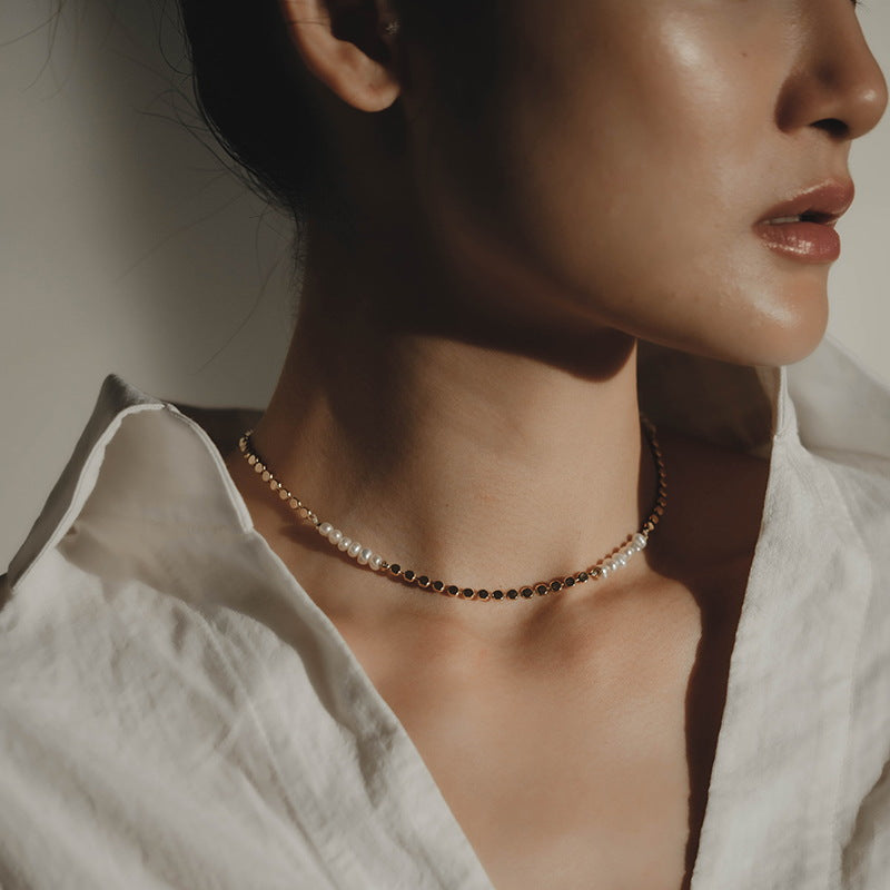 Pearl Gold Necklace | Pearl Choker | Real Pearl Necklace Choker in 14K Gold Plated
