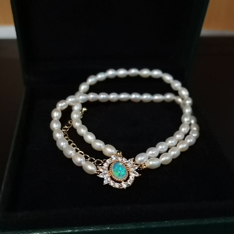 Opal And Real Pearl Choker Necklace | Freshwater Pearl Necklace | Baroque Pearl Necklace