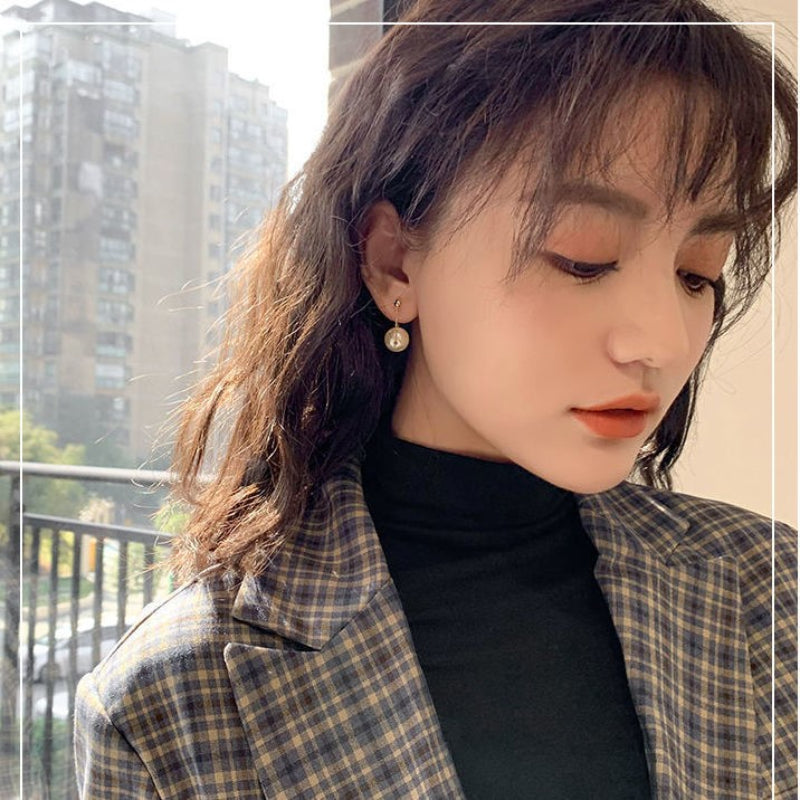 Pearl Dangle Earrings | Faux Pearl Earrings | Dangle Pearl Earrings with Silver Pins (10mm)