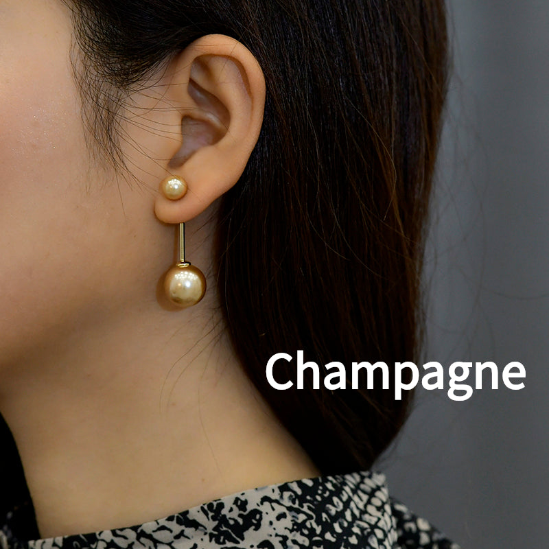 Round Pearl Drop Earring Jackets Dangle Earrings for Women  in 14K Gold Over Sterling Silver