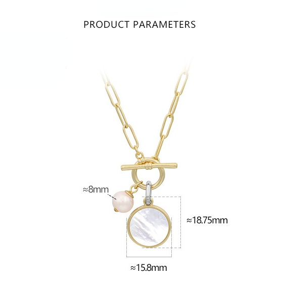 OT Clasp Fashion Halskette mit Perlmutt-Anhänger, 14 Karat Gold über Sterling-Silber-Verschluss