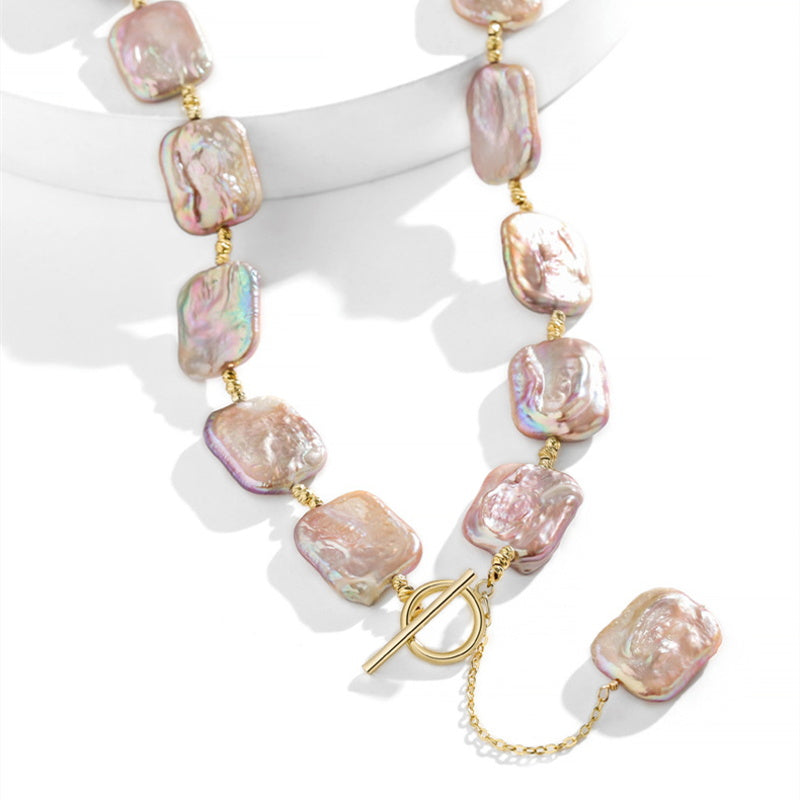 Purple Large Real Baroque Pearl Jewelry Set | Baroque Pearl Necklace | Baroque Pearl Earrrings | Baroque Pearl Bracelet (10-13mm)