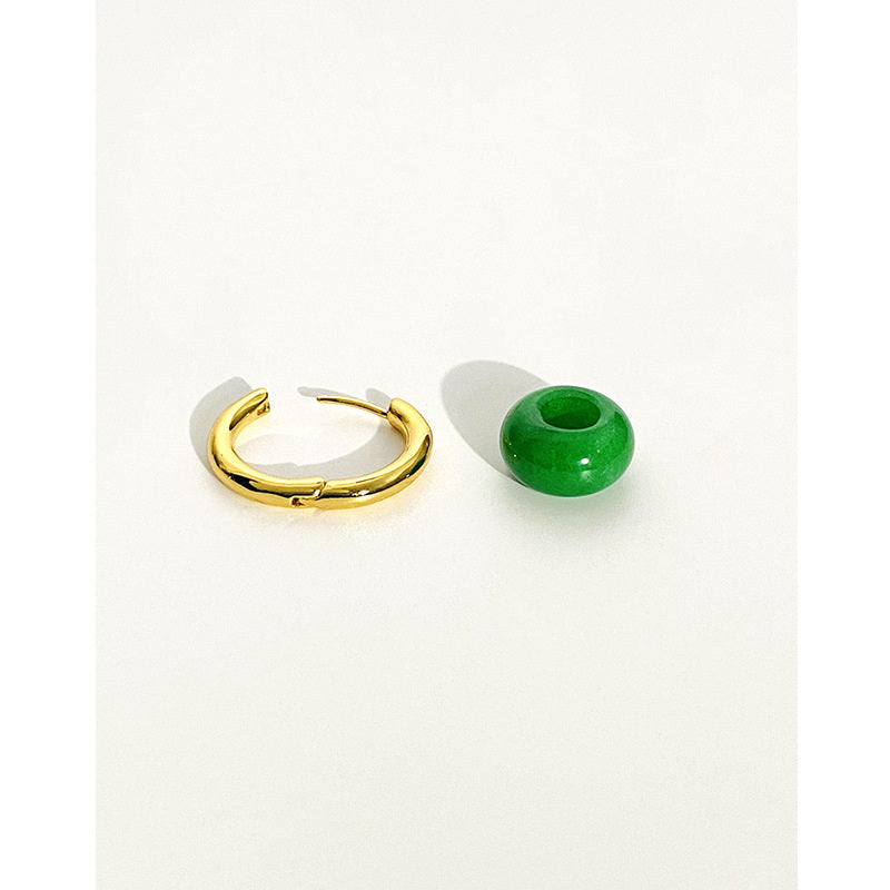 Pendientes de aro con forma de gota de jade de piedra natural | Pendientes Curt De Aros De Donut | 5 colores disponibles
