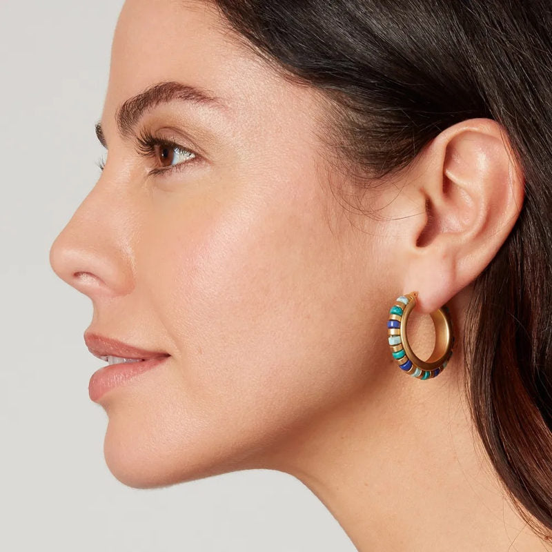 Bobo Hoop Earrings | Gold Hoop Earrings | Turquoise Hoop Earrings