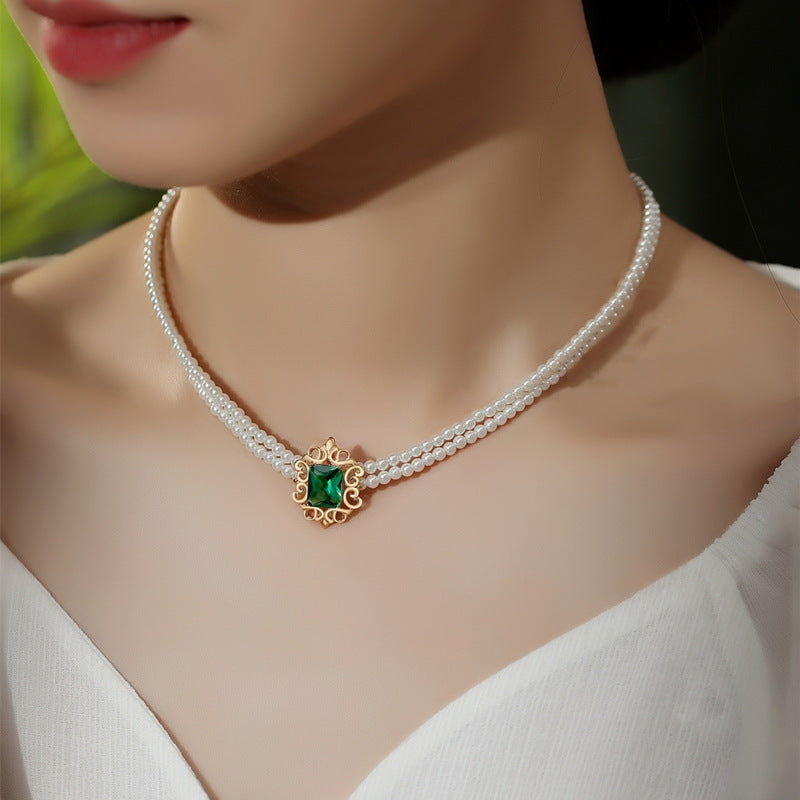 Multi Strand Pearl Necklace | Pearl Choker Necklace | Pearl Choker with Detachable Pendant