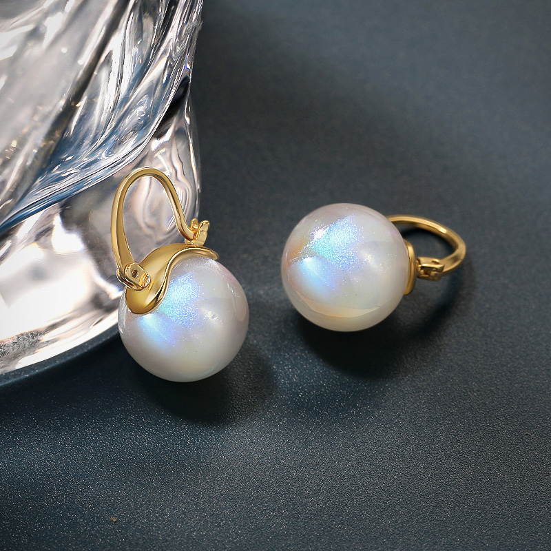 Big Opal Drop Earrings | Moonstone Earrings with 14K Gold Plated Clasp