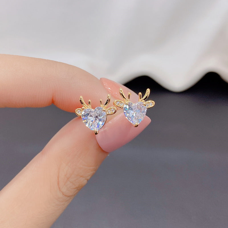 Pendientes de reno | Pendientes de cristal | Aretes de diamantes para mujer