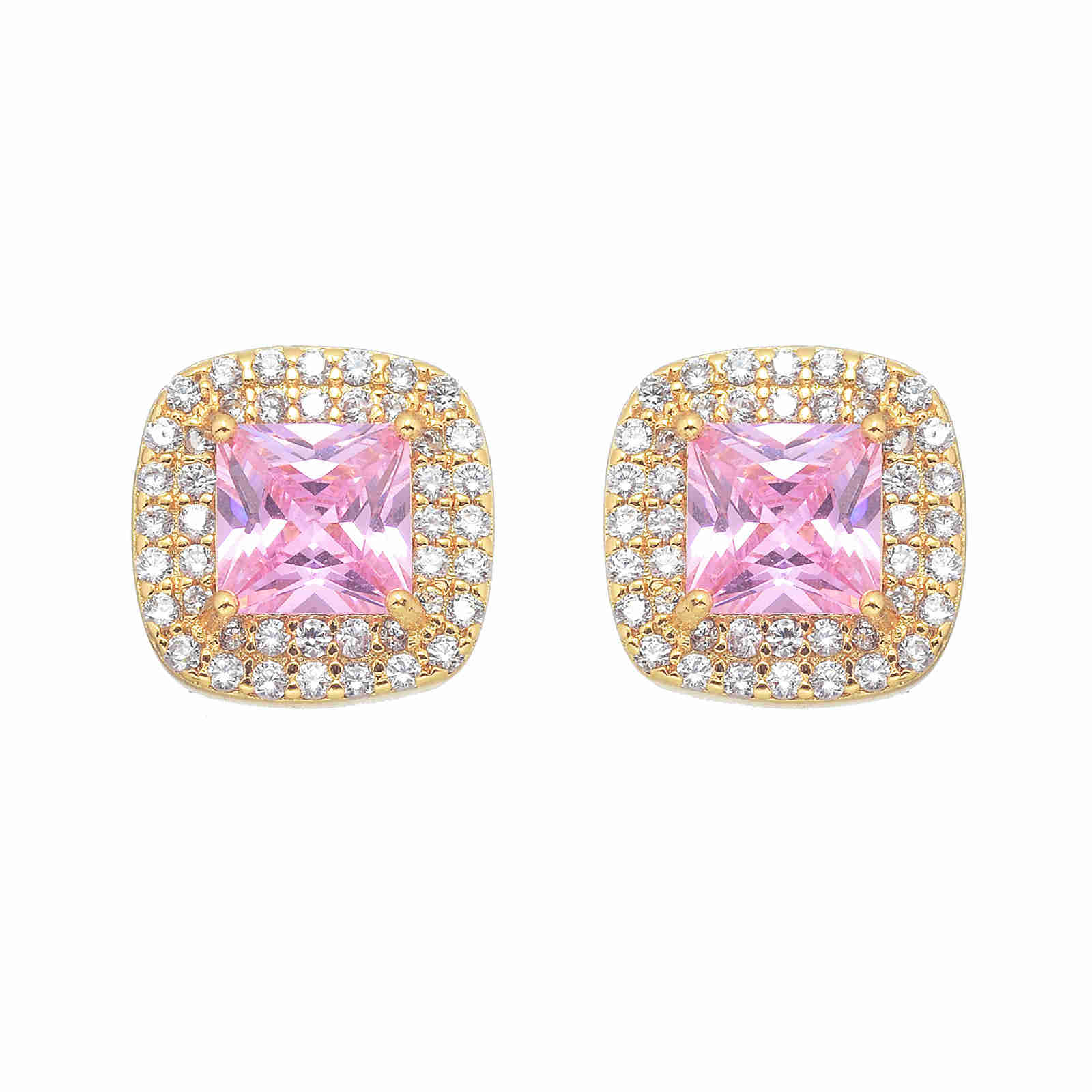 Pendientes de diamantes con forma de gota de agua y cuadrados redondos con pasador de plata S925