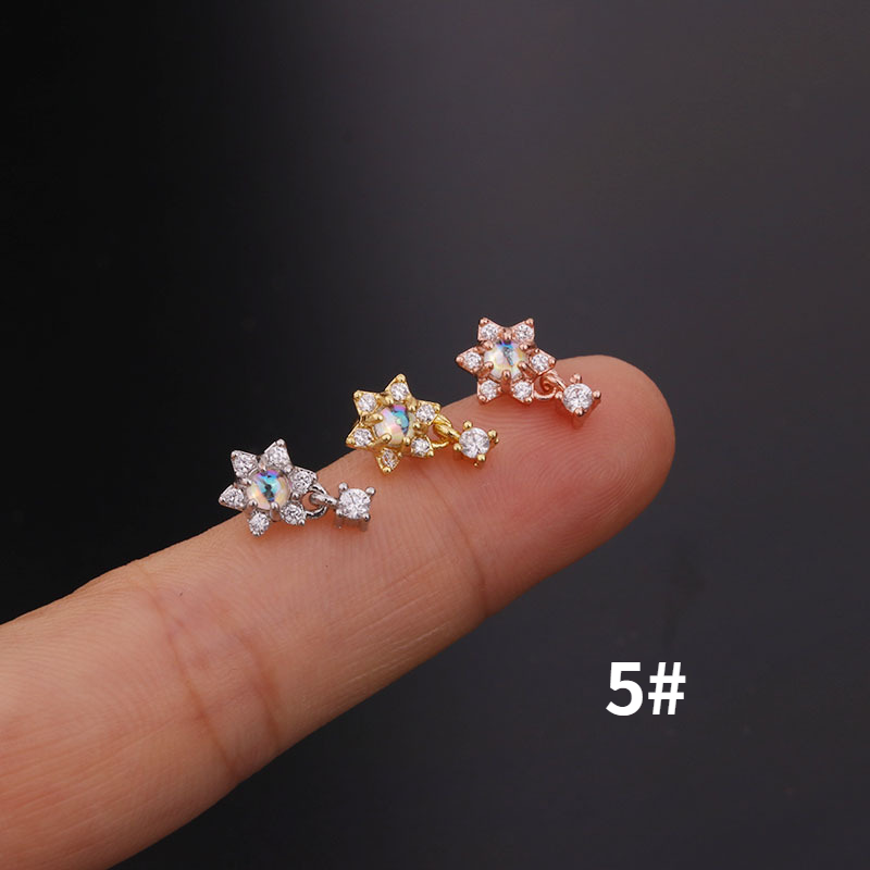 20G Crystal Ear Studs Titanium Cartilage Earring with Silver Pin Crystal Ear Stud Body Jewelry