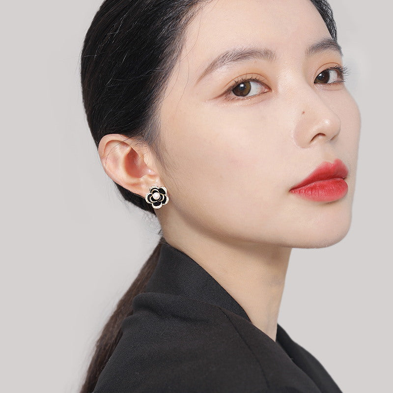 Pearl Flower Stud Earrings | Pearl Stud Earrings | Camellia Earrings with Sterling Silver Pins