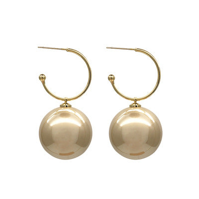 Large Pearl Earrings | Pearl Drop Earrings | Large Gold Ball Earrings with Allergy-free Clasp (20mm)