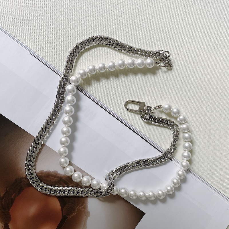 Double Layers Mens Pearl Necklace | Splicing Pearl Necklace Men Chain | Pearl Chains Mens