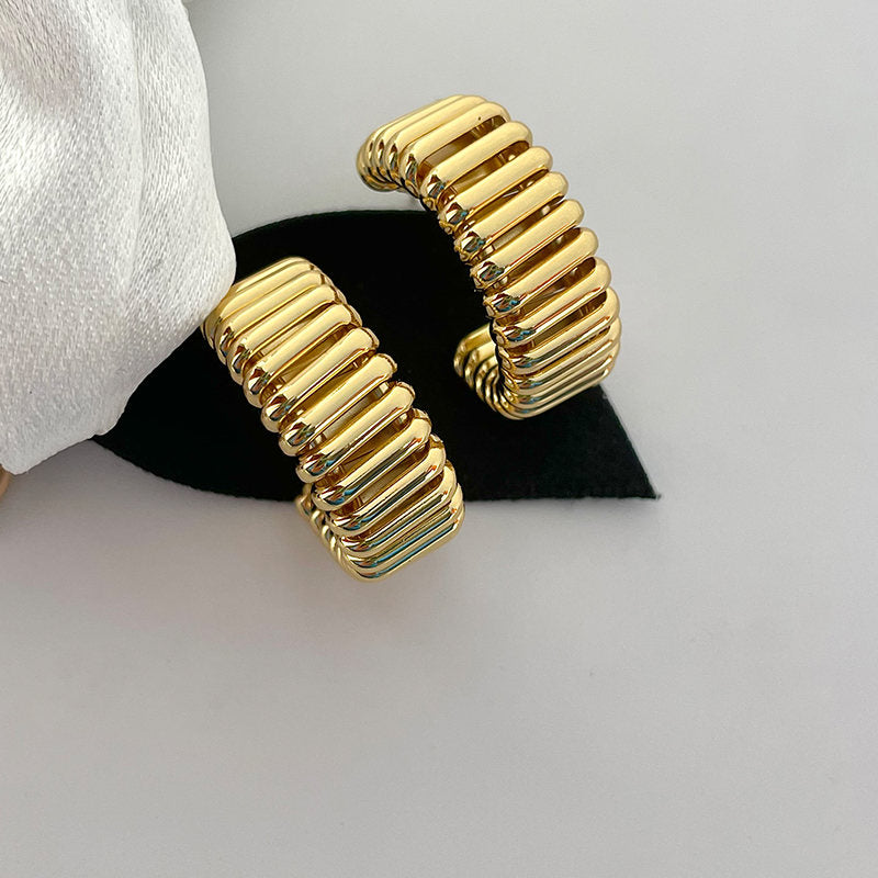 Pendientes de aro abiertos | Pendientes de aro C | Pendientes de aro gruesos con alfileres de plata de ley