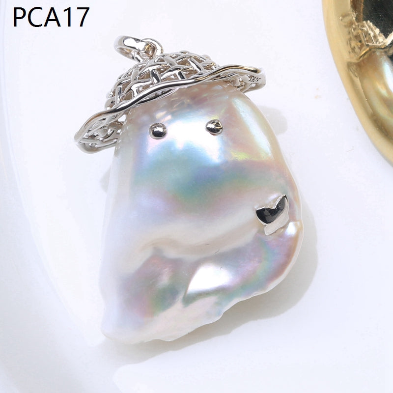 Lindo collar con colgante de perlas barrocas grandes para niños en oro de 14 k sobre plata de ley (16-18 mm)